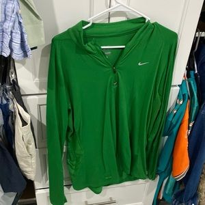 Green Nike performance material quarter zip